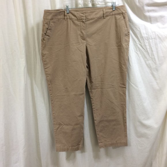 Talbots Pants - Womens Ankle Pants Talbots Daily Ankle Light Brown Cotton Blend 18W